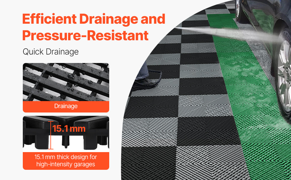 SucceBuy Interlocking Drainage Mat 12inx12in 12/24/40/50/55 Pcs Splicing Mats Non-Slip PP Drainage Floor Tile & Shower Mat