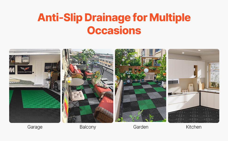 SucceBuy Interlocking Drainage Mat 12inx12in 12/24/40/50/55 Pcs Splicing Mats Non-Slip PP Drainage Floor Tile & Shower Mat